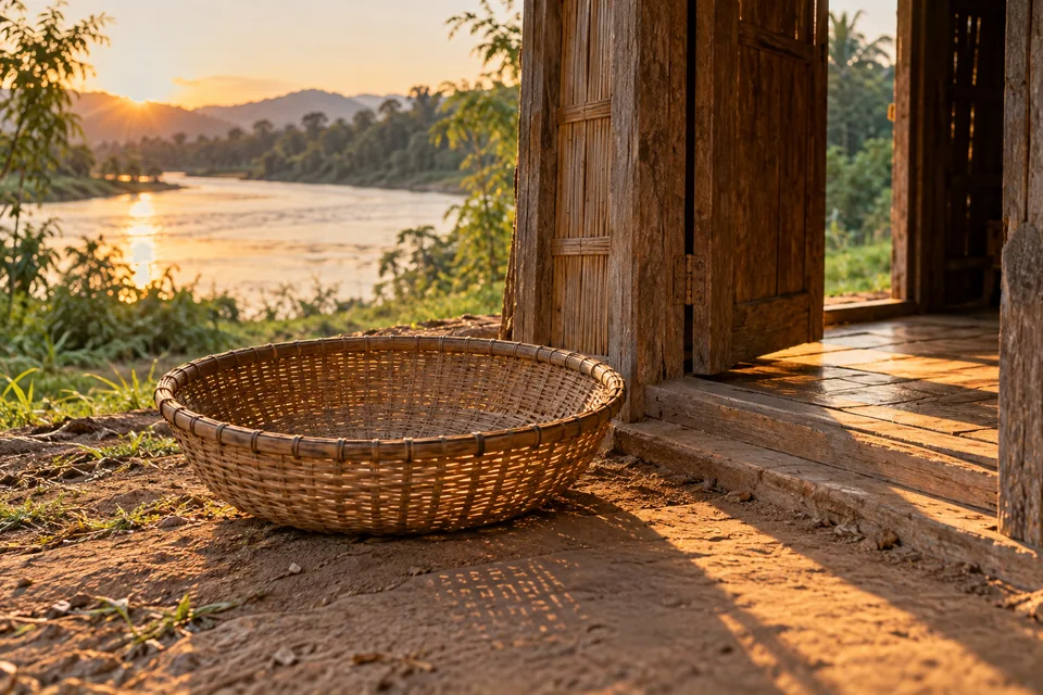 ตะกร้ากกวางหน้าประตูไม้ ชวนวางเรื่องหนักก่อนกลับบ้าน