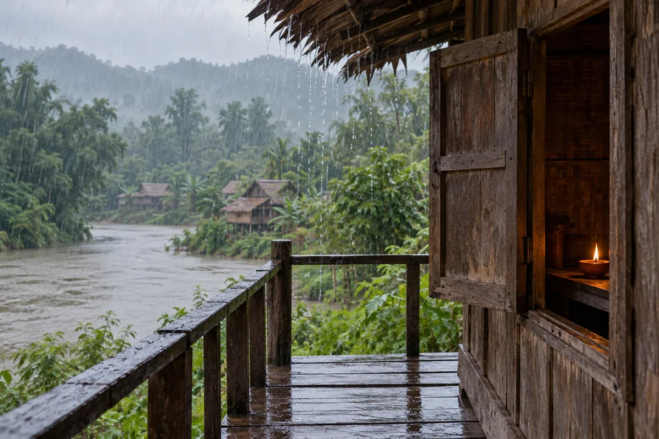 ฝนผ่านหน้าต่างไม้กับตะเกียงดิน ชวนอนุญาตให้ชีวิตช้าลง