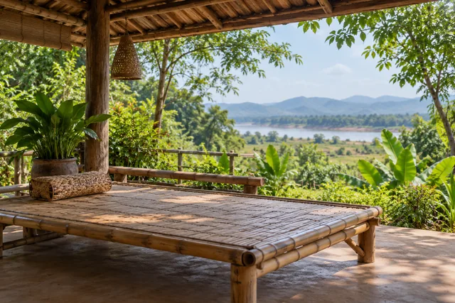 ที่พักไม้ไผ่เรียบง่ายเปิดรับสวน ชวนเห็นคุณค่าโดยไม่วัดจากความหรู