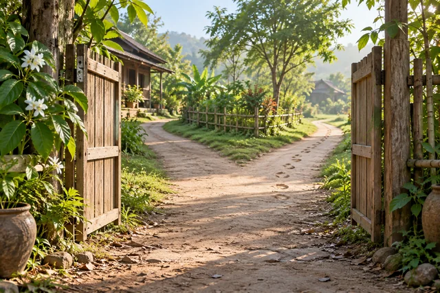 ประตูสวนที่เปิดสู่ทางแยก สื่อถึงการปรับความเห็นเมื่อพบข้อมูลใหม่