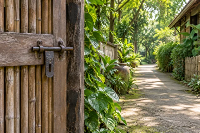 สลักประตูที่ปิดกับทางเดินอีกด้าน สื่อถึงขอบเขตและชีวิตที่ยังเดินต่อได้